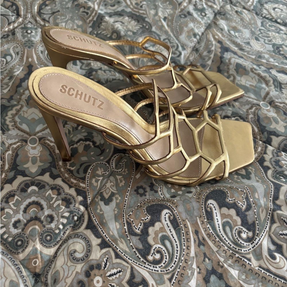 JULIANNA WEEKEND METALLIC LEATHER SANDAL - size 10, NWT - Picture 3 of 9